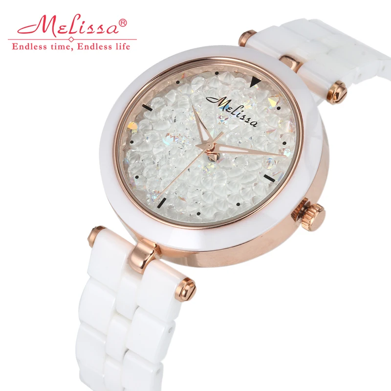Австрия Кристалл браслет моды часы роскошные женские часы Miyota Кварцевые MELISSA керамические наручные часы Relogio Feminino