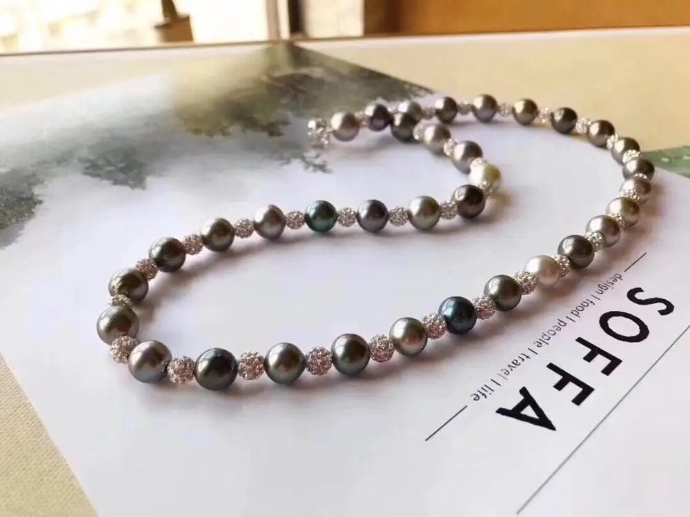 Женское Ожерелье из натурального пресноводного жемчуга с черными жемчужинами