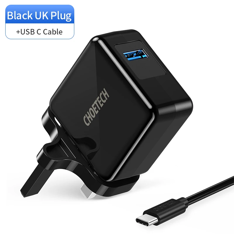 UKAC CHOETECH Быстрая зарядка 3,0 18 Вт USB настенное зарядное устройство для iPhone XR XS X 8 8 Plus зарядное устройство для мобильного телефона для samsung Galaxy S9 Plus Note8 - Тип штекера: UKAC