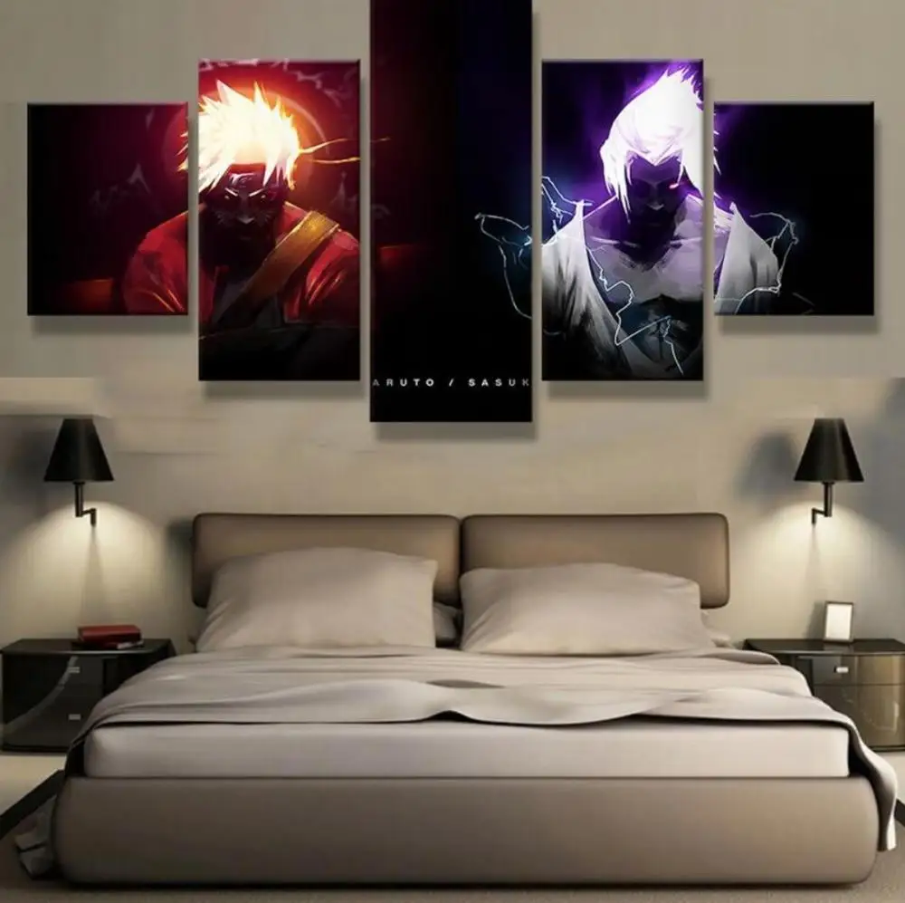 

5 Pieces Wall Art Canvas Painting Anime Character Poster Modern Abstract Nordic Bedroom Decoration Home Frame Pictures