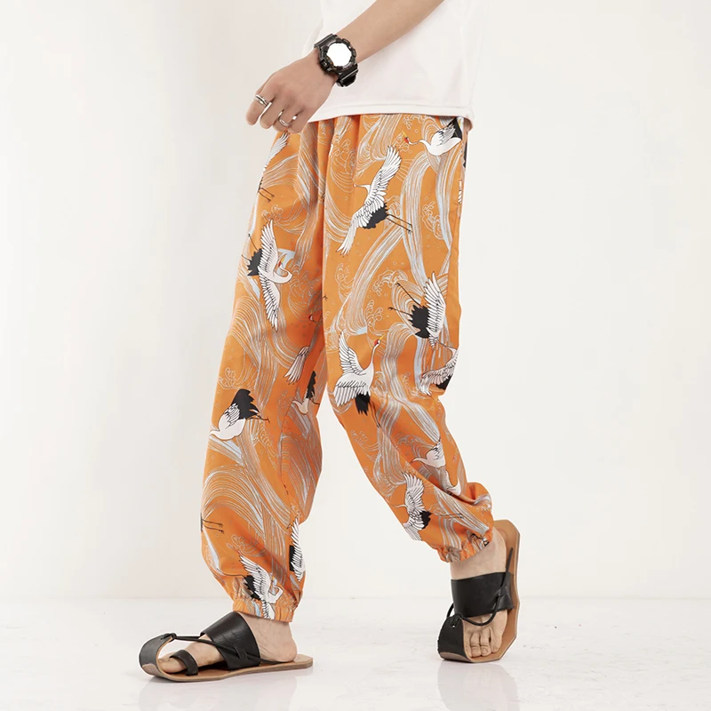 

Sweatpants Plus Size M-5Xl Casual Men Harem Pants 2021 Spring Summer Male Trousers Chinese Style Printed Full Pants Drawstring