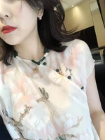 2021 vintage floral print traditional chinese clothing women chinese style hanfu top qipao cheongsam top ethnic tang top blouse