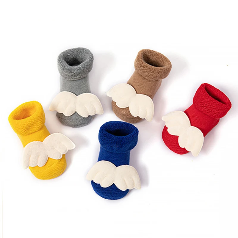

Newborn Baby Socks With Angel Wings Soft Warm Winter Floor Socks Non-slip Infant Baby Boys Girls Socks 0-24Month