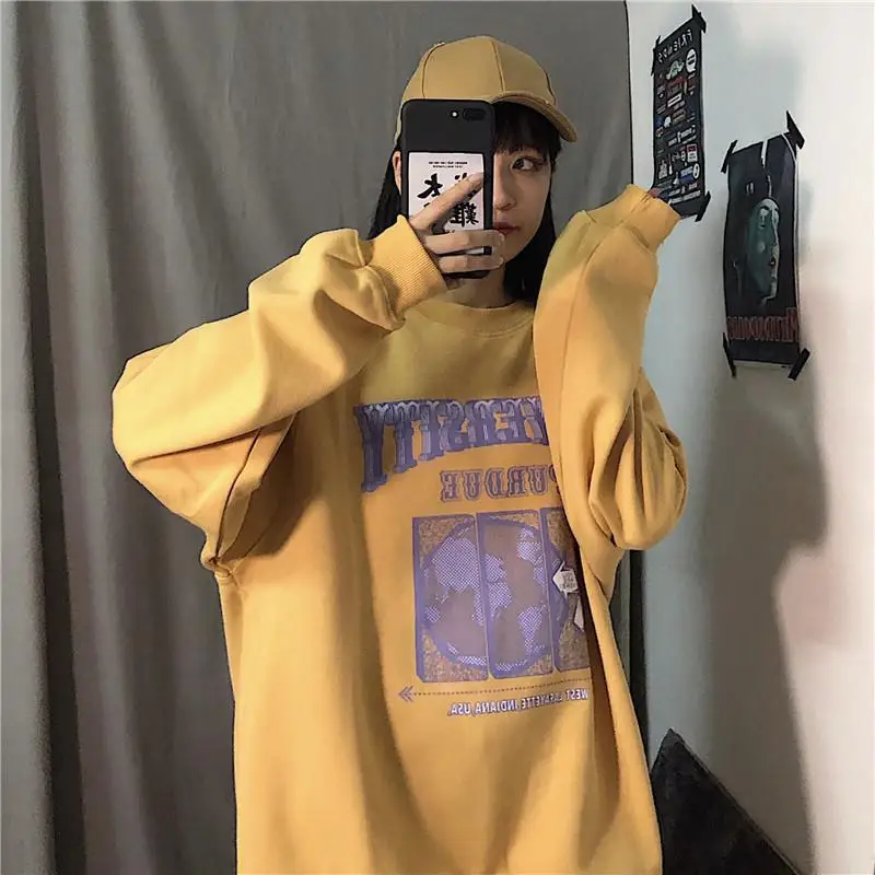 

ZOGAA Spring Autumn Pullover Women Korean Loose Goth Clothes Sweatshirt Vintage Oversized Long Sleeve Harajuku Korean Top O-Neck