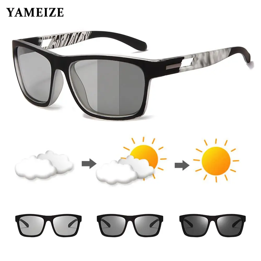 

YAMEIZE Men Photochromic Sunglasses Polarized Sports Goggles Chameleon Color Changing Anti Glare Driving Sun Glasses Women Gafas
