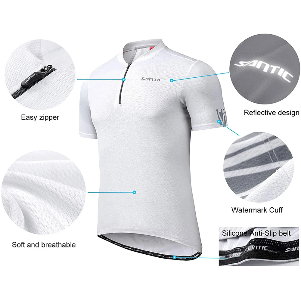 Веломайка Santic мужская с коротким рукавом дышащая Светоотражающая увлажняющая