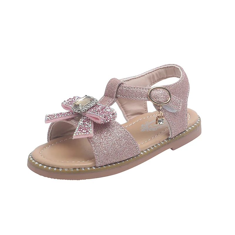 Sandalias planas de princesa para ni&ntilde;as, zapatos de playa para estudiantes de mediana edad, a la moda, elegantes y dulces para fiesta, 2022-2