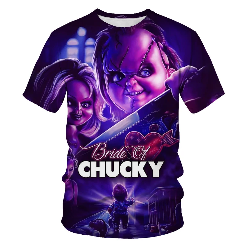 

Fashion dazzling horror T-shirt street Harajuku Men's casual short-sleeved shirt Adult children's clothing