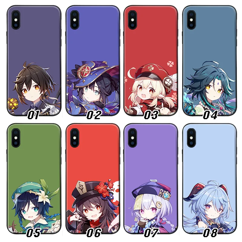 

Genshin Cute Klee Qiqi Phone Case For iPhone 13 Pro Max 12 Mini 11 SE 2020 6 6S 7 8 Plus XS X XR Soft TPU Cases Silicone Cover