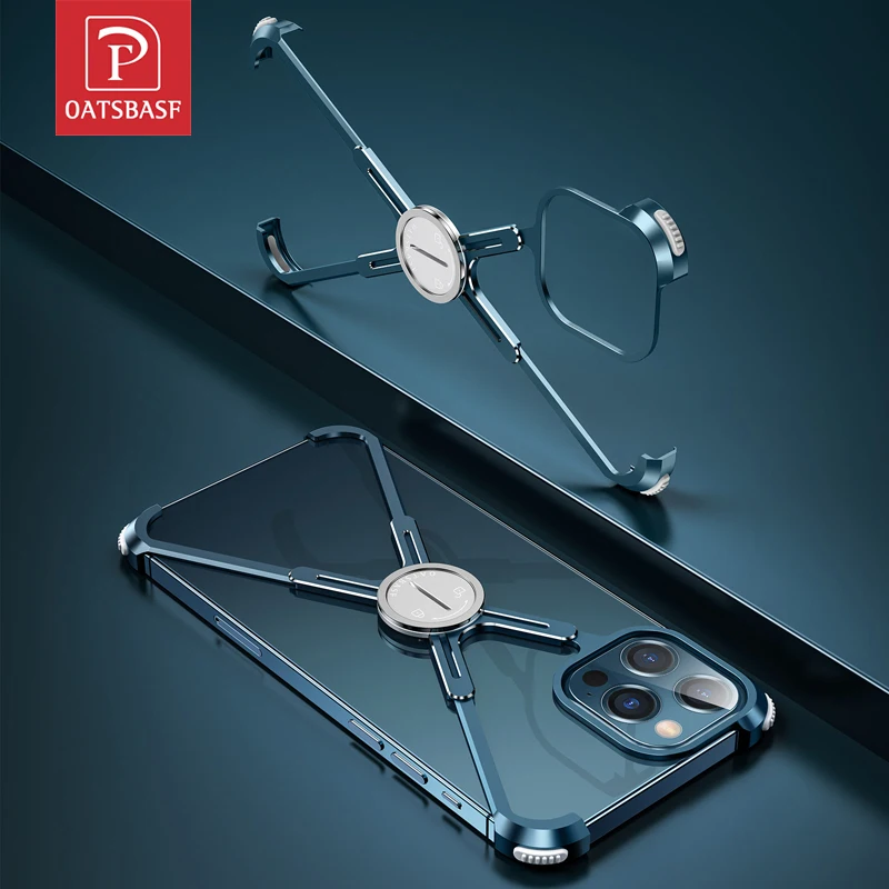 

Phone Case For IPhone 13 Pro Max Luxury Metal Frame Shape Airbag Shockproof Original Case Bumper Back Bover Cool Case