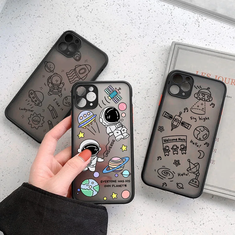 Funda de teléfono a prueba de golpes con dibujos animados Alien para iPhone 7, 8 Plus, 13, 12, 11