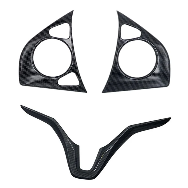 

for Honda HRV HR-V VEZEL 2014-2020 Car Carbon Fiber Steering Wheel Panel Cover Trim Frame Decorator Sticker Accessories