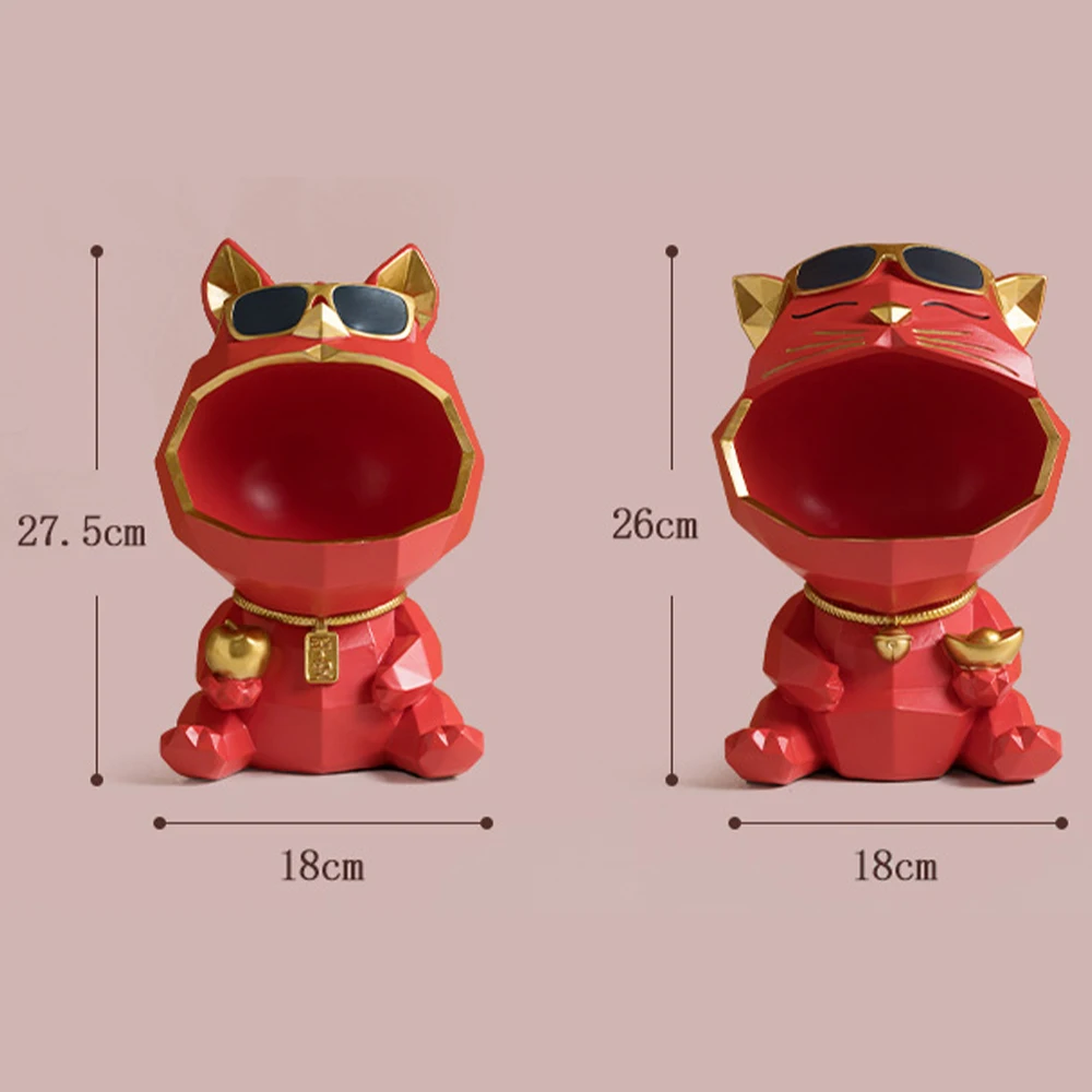 

1pcs Resin Dog Cat Figurine Storage Box Statue Creative Dog Figurine Sculpture Key Candy Container Home Table Decoration Gift