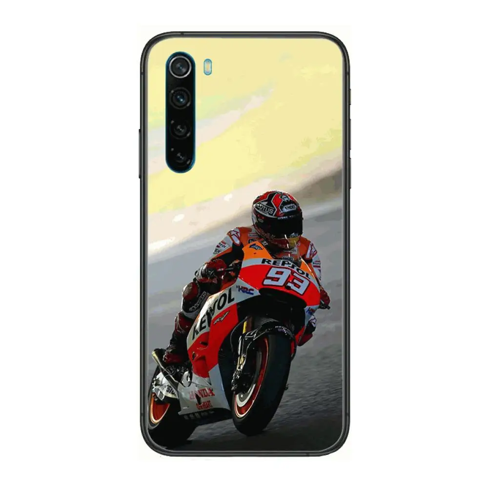 

M-Marc Marquez Moto Gp 93 cartoon Phone Case For XiaoMi Redmi Note 9S 8 7 6 5 A Pro T Y1 Anime Black Cover Silicone Back Prett