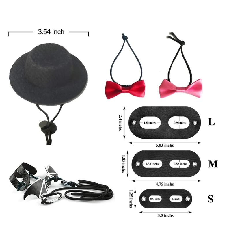 

Lizard Traction Rope Hat Bow Tie Soft Leather Reptile Bearded Dragon Harness Leash Costume Clothes Pet Supplies for Amphibians