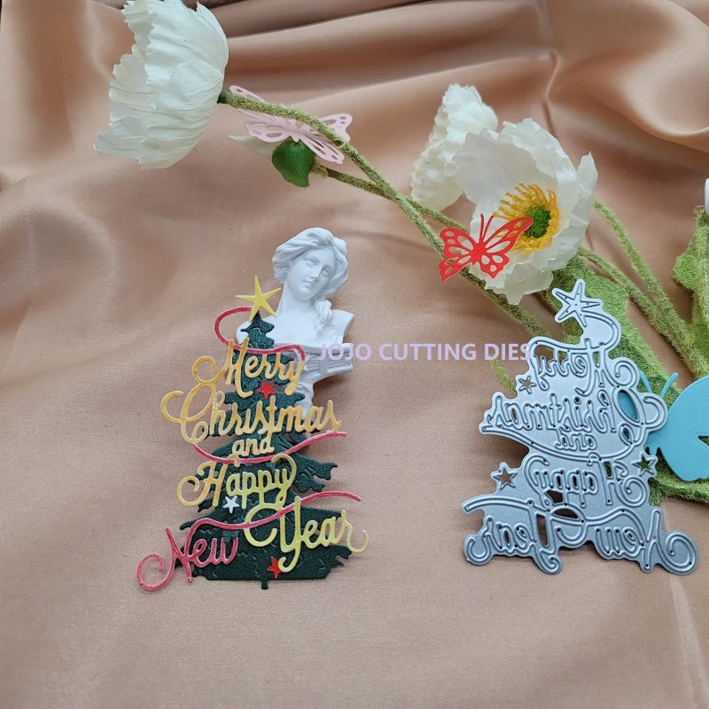 

Christmas Tree Happy New Year metal cutting die scrapbook embossing manual cutting die album card cover material DIY handmade