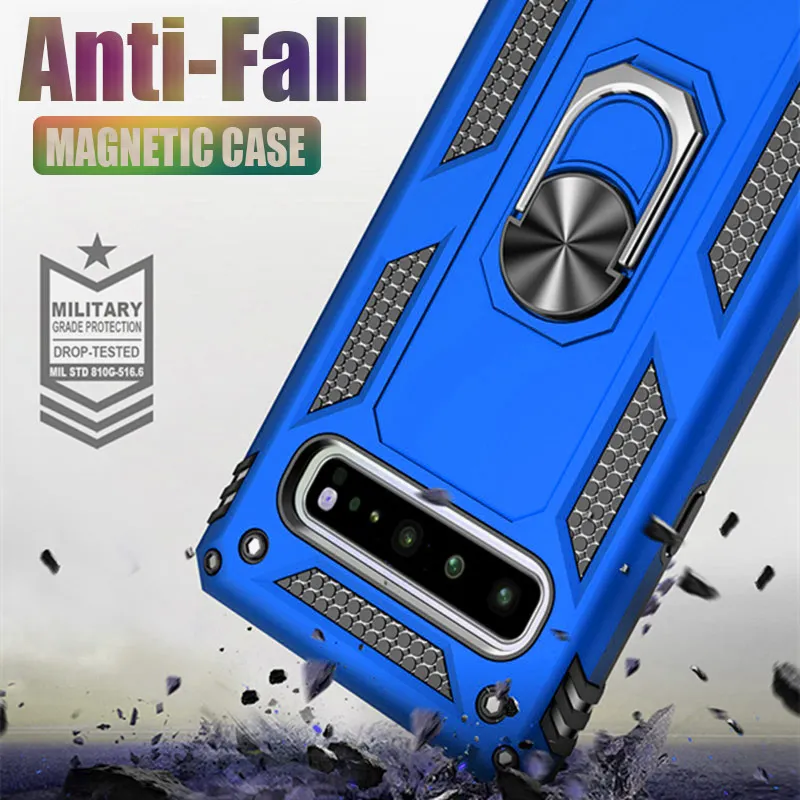 Роскошный ударопрочный магнитный автомобильный чехол с кольцом для Samsung S10 S9 S8 Plus