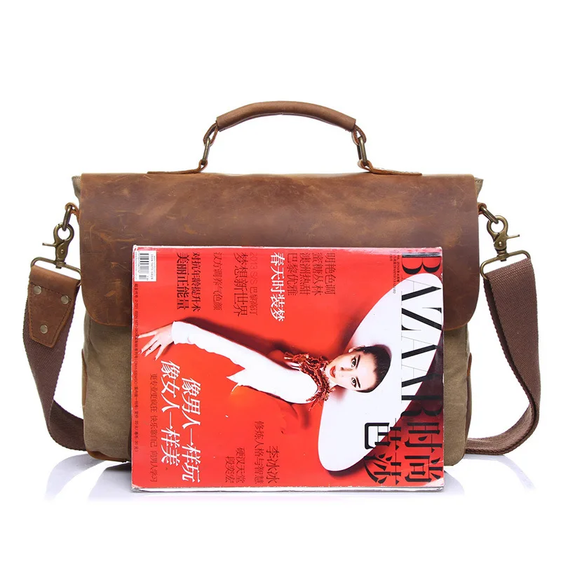 

Vintage Genuine Leather Handbag Men Briefcase Messenger Bag Male Laptop Shoulder Bag Travel Crazy Horse Leather Crossbody Bag