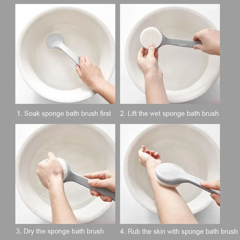 

Long Handle Exfoliating Bath Sponge Back Scrubber Bathroom Body Brush Cleaning Brush Equipment Exfoliation Shower P1F7