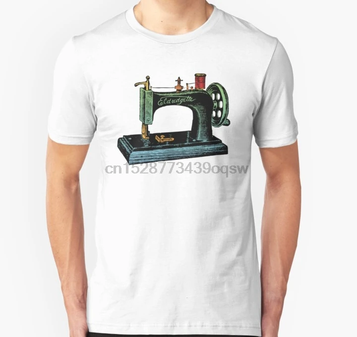 Мужская футболка старинная швейная машина иллюстрация тонкая с принтом Футболки