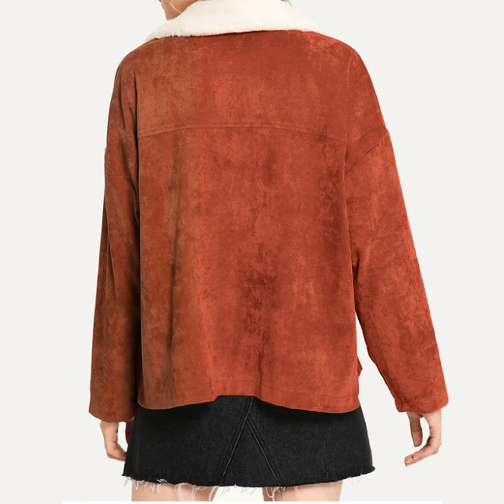 Женские вельветовые пальто с длинным рукавом Chamsgend зимние модные куртки меховым