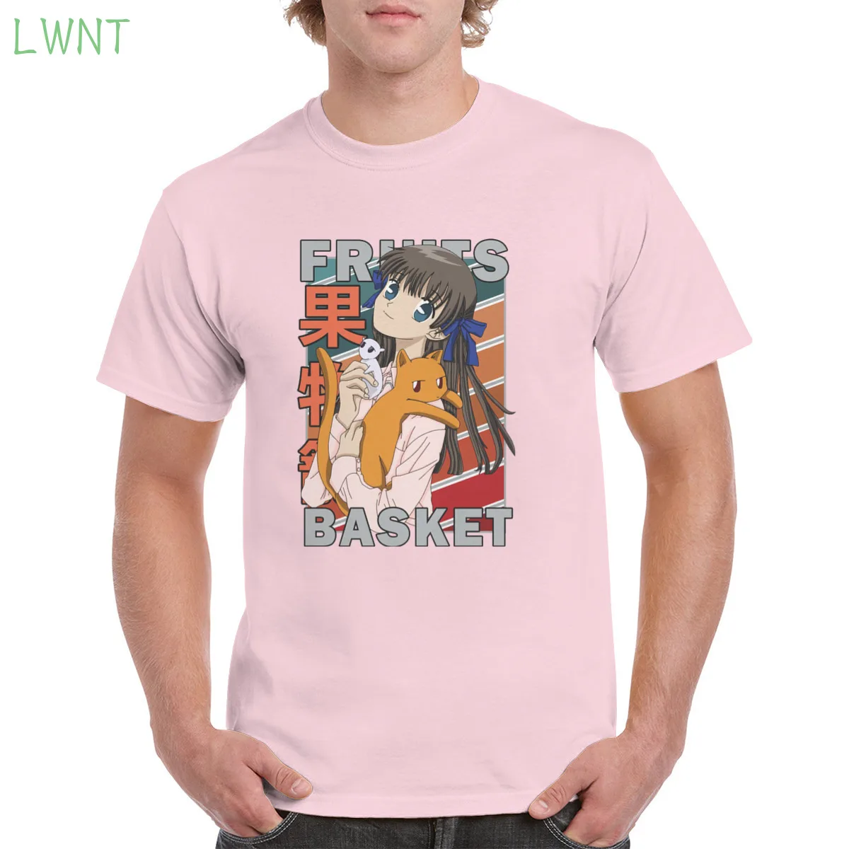 

Tohru Honda Fruits Basket Furtsu Basuketto Retro Colour Stripe Anime Manga t shirt 100% cotton cartoon anime women/man T-Shirts