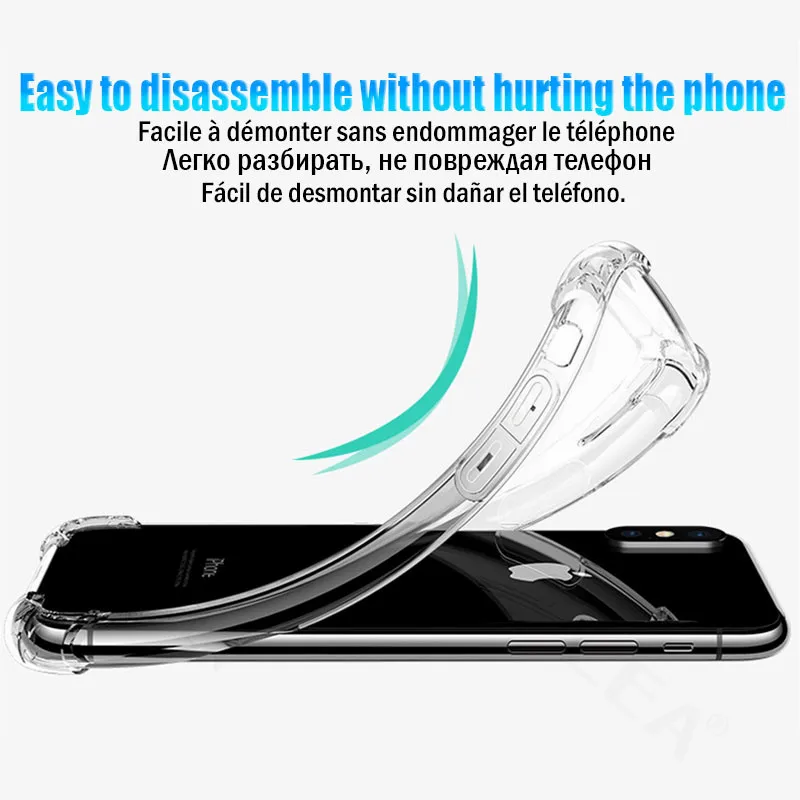 ТПУ противоударный чехол для iphone 11 чехол XR 7 8 Plus защитный чехол для iphone 11 Pro Max XS X 6 6s Plus 5 5S SE чехол со стеклом