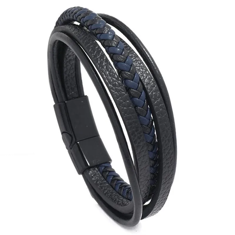 Мужской многослойный браслет из натуральной кожи ручной работы | Украшения и