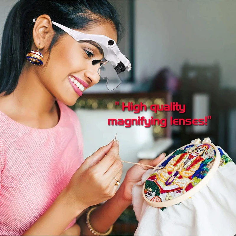 Увеличительные очки с креплением на голову со светодиодный Ной подсветкой