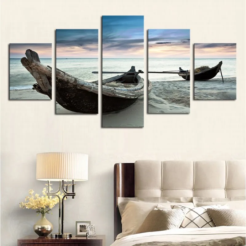 

5 Pieces of Canvas Printings Landscape Unframed Modern Oil Girl Bedroom Decoration Living Room Travel Decor Wall