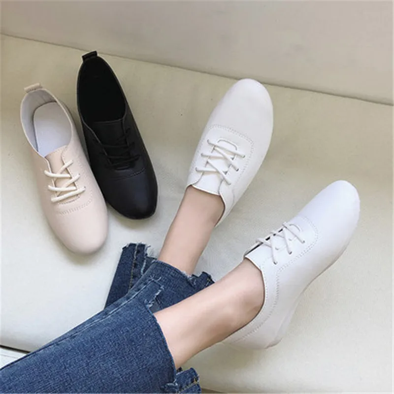 Женские балетки из мягкой кожи черные туфли-оксфорды на плоской подошве обувь