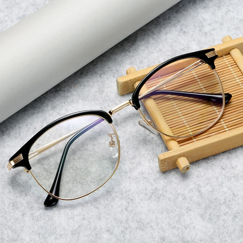 LongKeeper 2020 New Semi-rimless Glasses Frame Men Women Fashion Clear Lens Optical Eyeglasses Male Vintage Metal Spectacles | Аксессуары