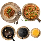 Коврик для стола из натурального гиацинта, ручной работы, плетеный круглый коврик, термостойкий, Горячая Изоляция, Противоскользящий коврик