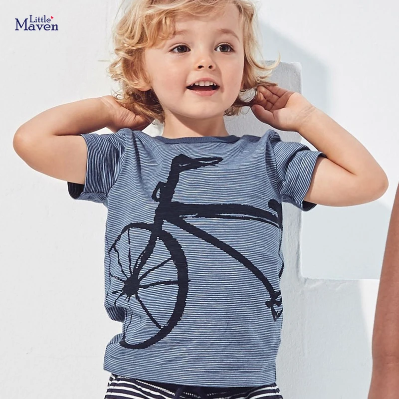 Little maven/Детская летняя одежда для маленьких мальчиков 2020 г. Брендовая футболка с