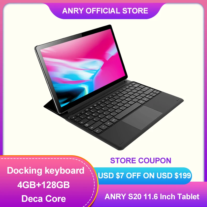 

ANRY S20 11.6 Inch Tablet RU ES Sales 4GB RAM 128GB ROM Android 8.1 Tablet Pc Deca Core 4G LTE GPS Google Play 2 In 1 Phablet