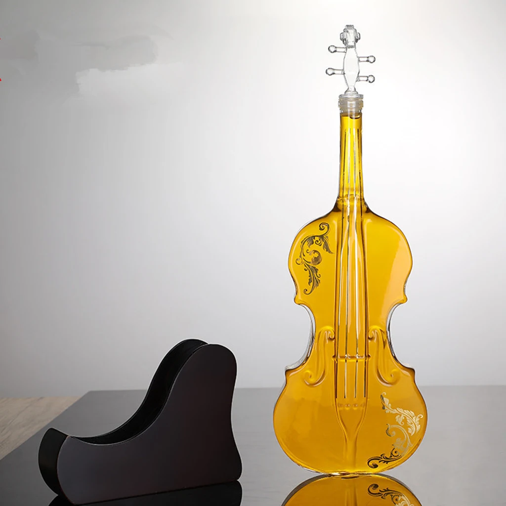 

Violin Glasses Whiskey Decanter with Wooden Stand for Liquor Bourbon Vodka