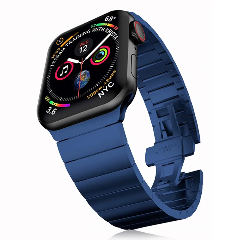 Ремешок из нержавеющей стали для Apple watch band 44 мм 40 звеньевой браслет iwatch 42 38 apple series
