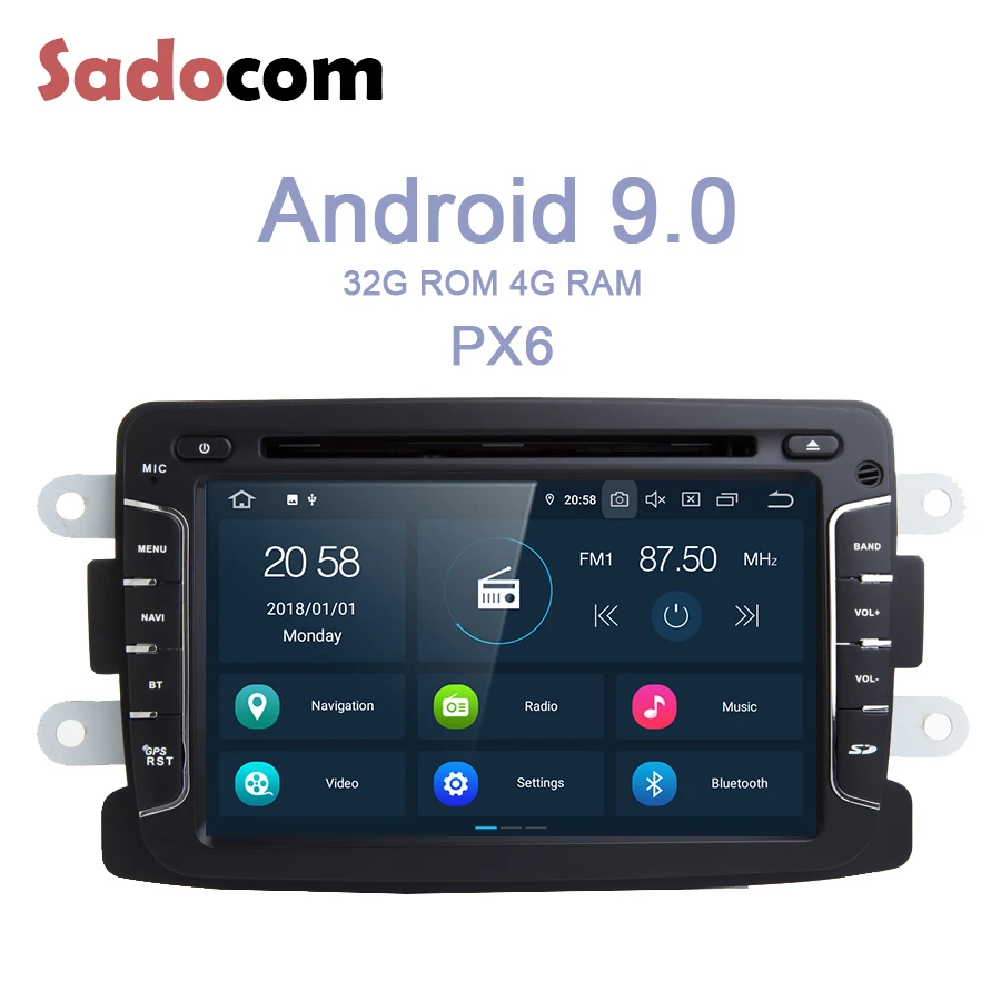 PX6 1 din Android 9 0 автомобильный dvd-плеер 6 ядер 4 Гб ОЗУ + 32 ПЗУ RDS Авторадио для Dacia Renault