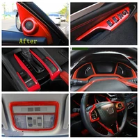 lapetus red interior refit kit pillar a speaker steering wheel roof reading lamps cover trim fit for honda civic 2016 2020