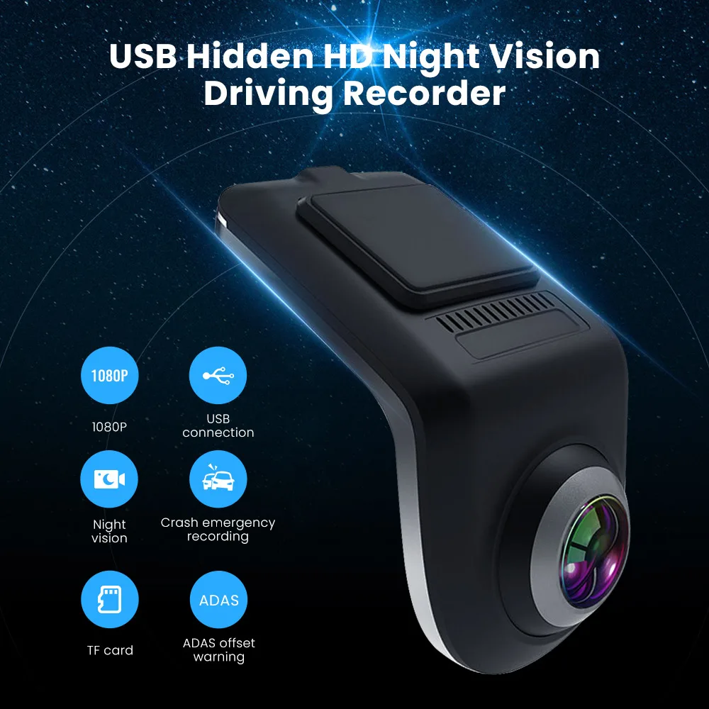 Автомобильный скрытый видеорегистратор AOSHIKE ADAS HD 1080P 32 ГБ USB ночное видение с