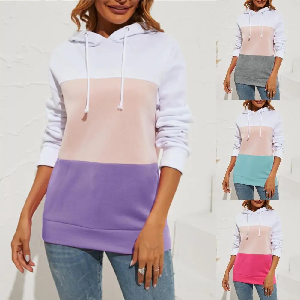 

Top Leisure Women Three-color Stitching Hoodie Winter Women Hoodie Hooded for Going Out