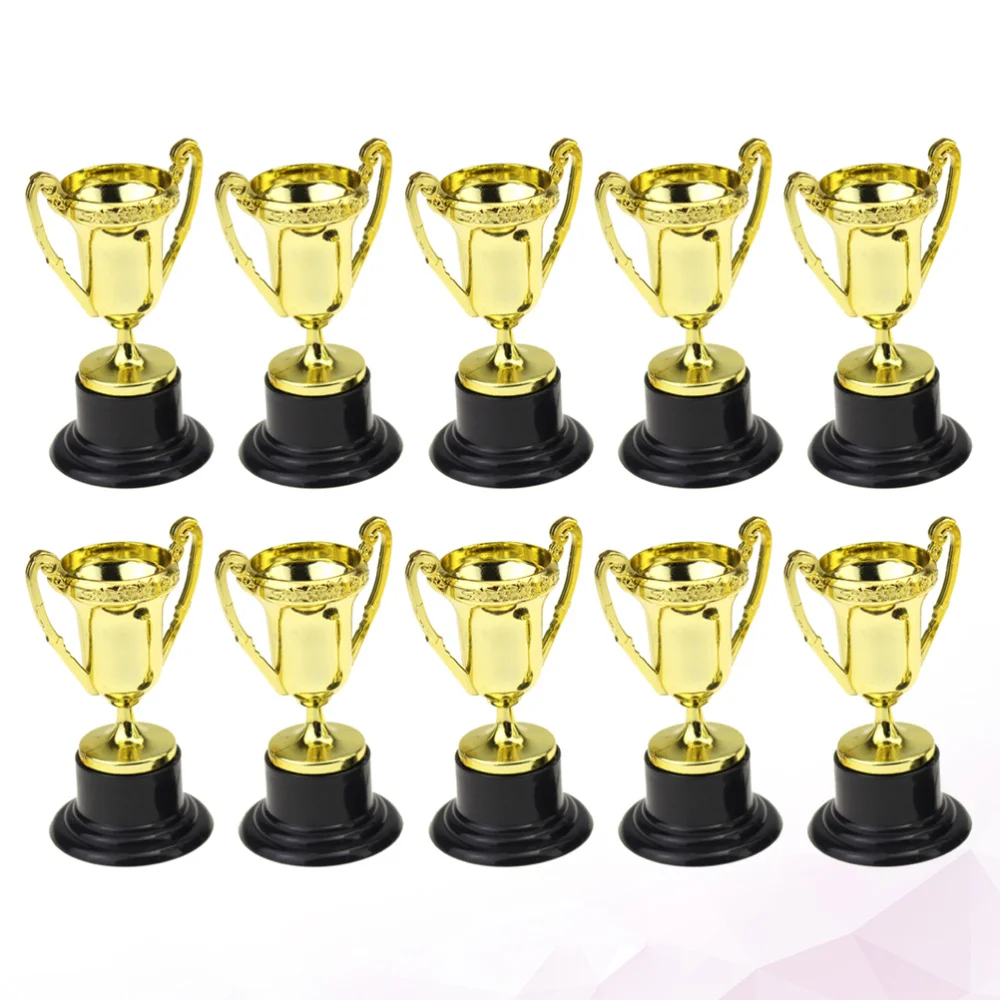 

10PCS Mini Gold Cups Trophies for Party Children Early Learning Toys Prizes