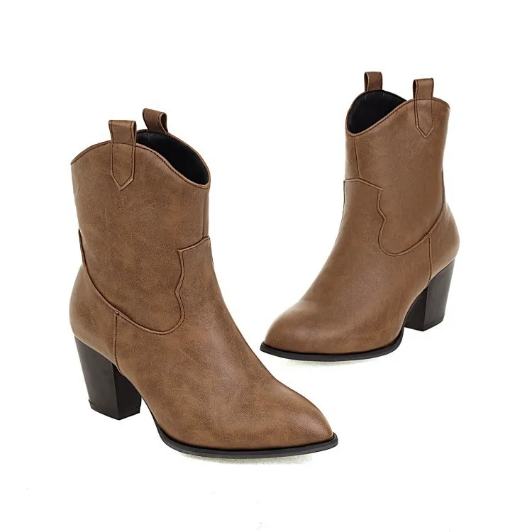 

Женские резиновые сапоги, сапоги из искусственной кожи на высоком каблуке, с коротким плюшем