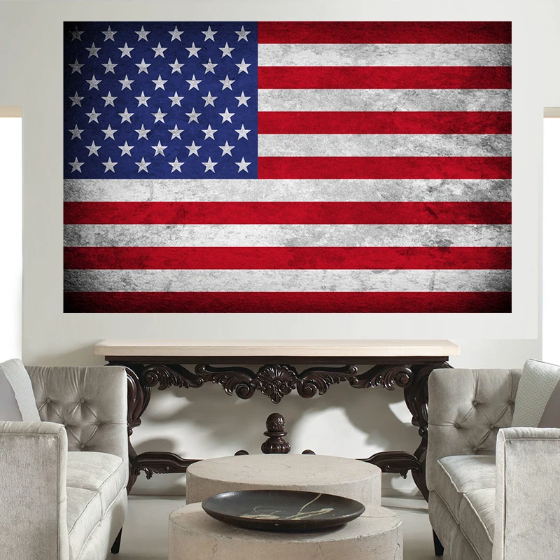 Винтажная Печать на холсте с американским флагом подлинное искусство стену 13