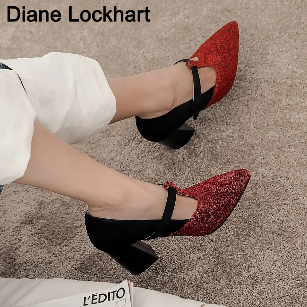 

Женские туфли в стиле ретро пэчворк туфли Флокированная обувь на высоком каблуке; Женские элегантные свадебные туфли-лодочки с острым носк...