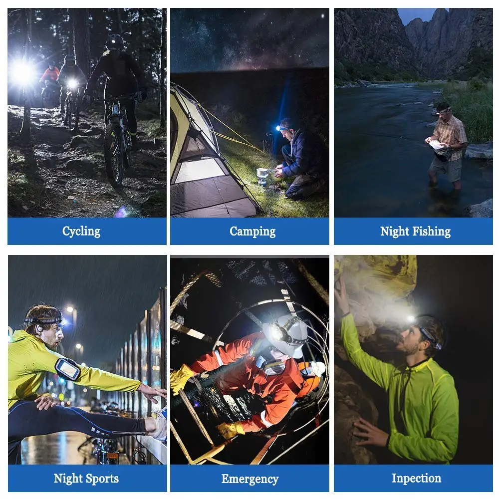 Мощный светодиодный волновой индукционный налобный фонарь водонепроницаемый