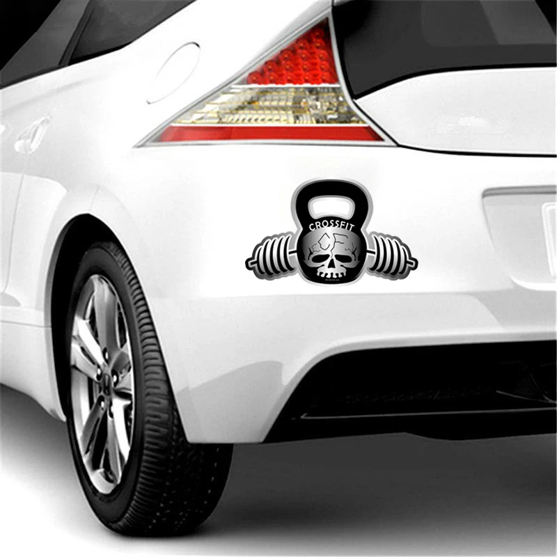 

Hot Personality Crossfit Barbell Kettelbell Skull JDM Vinyl 3D Car Sticker Fuel Tank Cap Window Wiper Motorcycle Helmet Decal