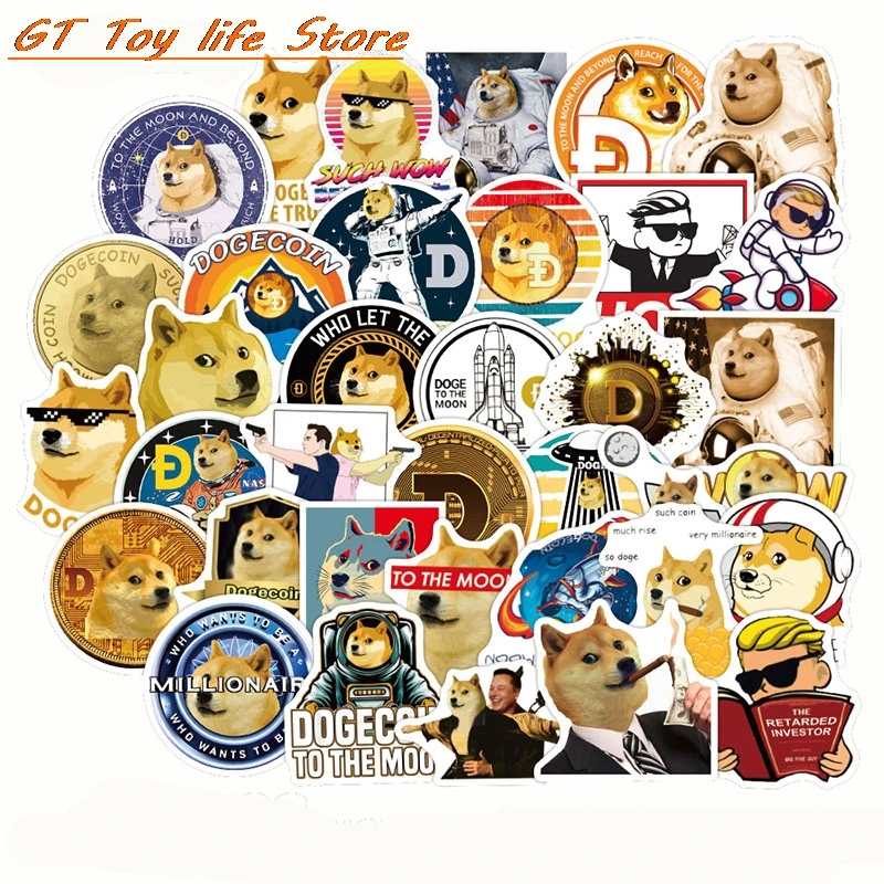 

50PCS Bitcoin & Dogecoin Stickers Pack Virtual Currency Graffiti Decal Sticker For Laptop Notebook Stationery Pegatina