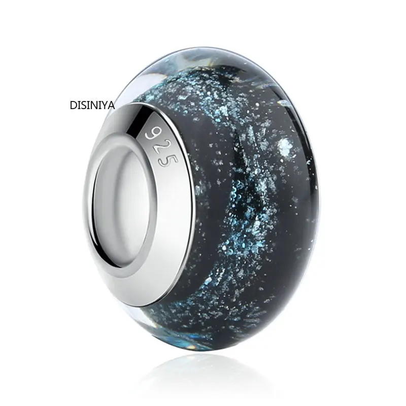 Лидер продаж черные светящиеся бусины DISINIYA из муранского стекла подходят для