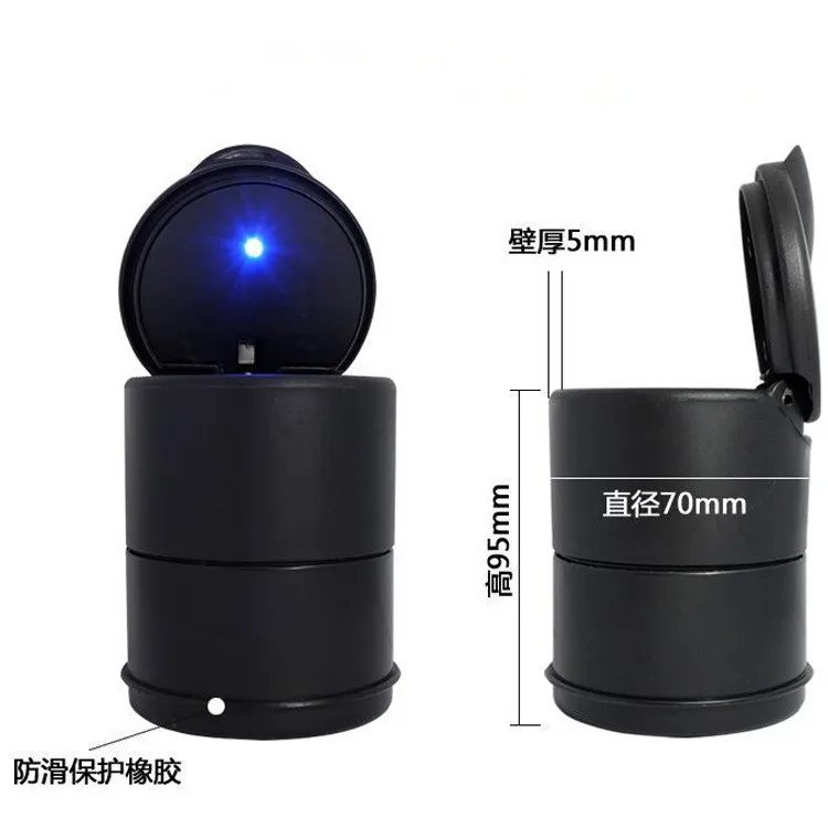 1PC Portable Auto Car Truck LED Cigarette Smoke car Ashtray Blue LED Light Smokeless Ashtray Cigarette Holder Anti-slip Rubber